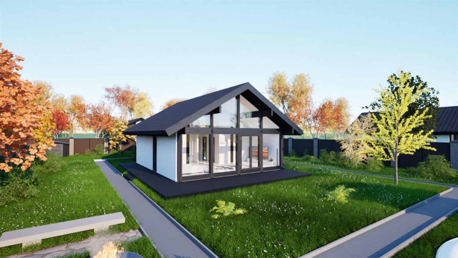 Проект дома Архипов — каркасный дом фахверк 72–92 м²